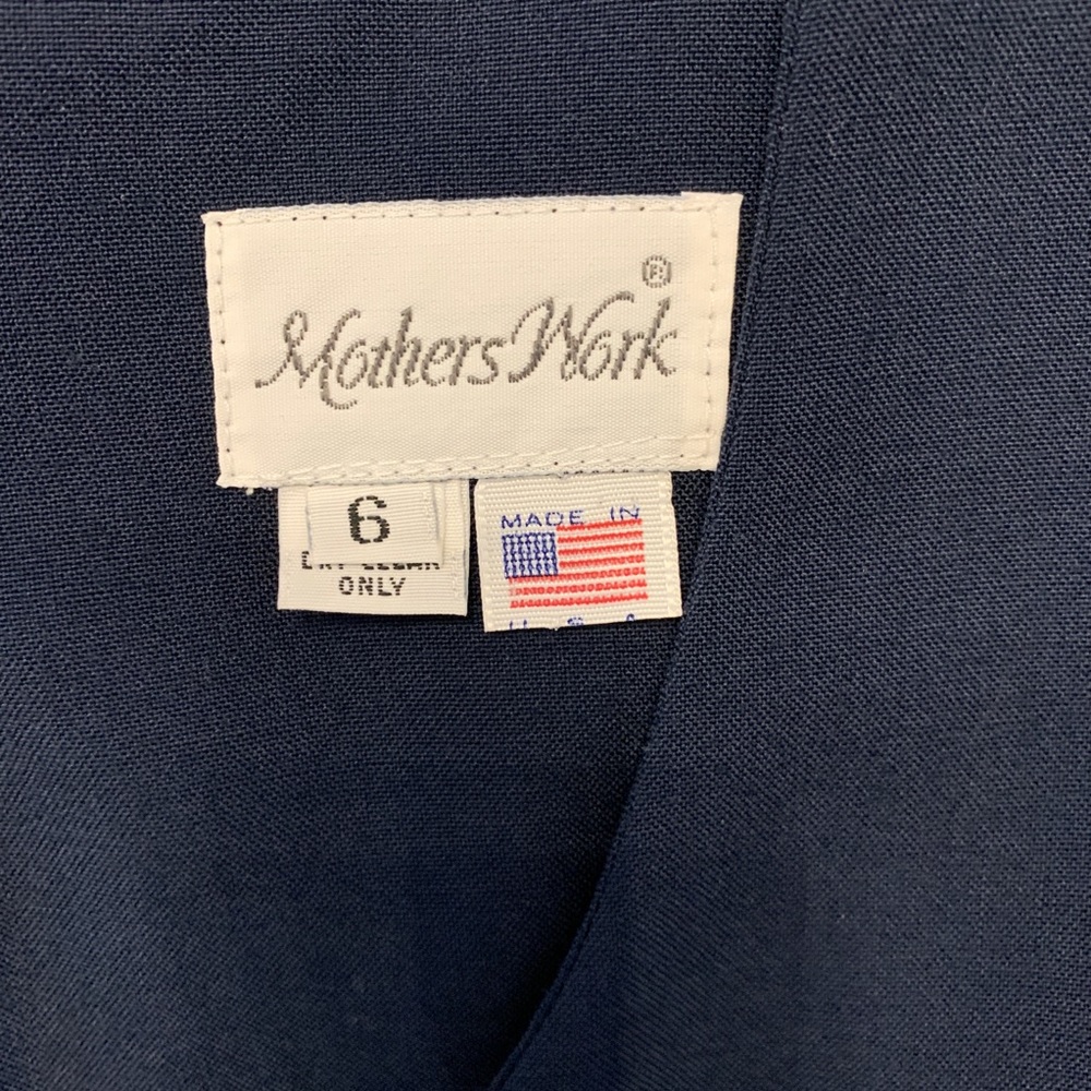 Vintage Maternity Dress Navy Blue Adjustable Waist - Picture 5 of 8